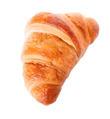 One french croissant isolated on white background.
