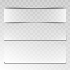 Divider Shadow Of Button Or Banner Set Vector. Divider Border Effect Ornament Of Promotional And Advertising Message. Invitation Sheet Frame Decoration Transparent Template 3d Illustrations