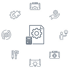 Engineering icons set . Engineeringy pack symbol vector elements for infographic web