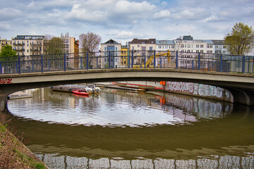 Schreber Brücke über den Elstermühlgraben am Stadthafen, Leipzig, Sachsen