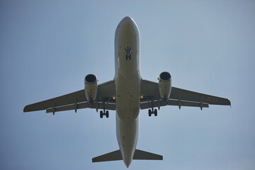 Fototapeta na wymiar Fotografia di un aereo di linea in atterraggio