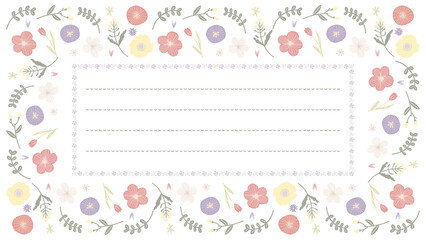 ピンクと紫のお花のフレーム