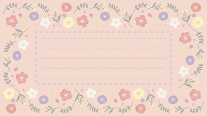 ピンクと紫のお花のフレーム