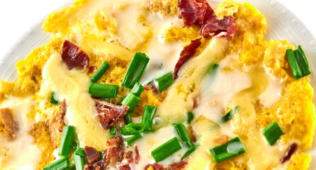 Homemade omelete with ham and cheese