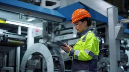 Engineer looking tablet computer in energy company. Modern factory concept. - Powered by Adobe