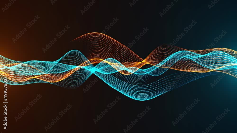 Aufkleber shimmer animated double wave. plexus of lines, threads. connection fire and ice. glow threads. diffu