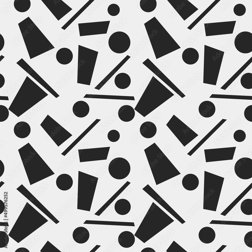 Poster black rectangles and circles all over the background. vector wallpaper pattern seamless and simple w