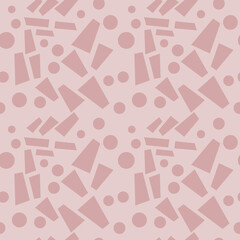 Pink rectangles and circles all over the background. Vector wallpaper pattern seamless and simple with geometric shapes.