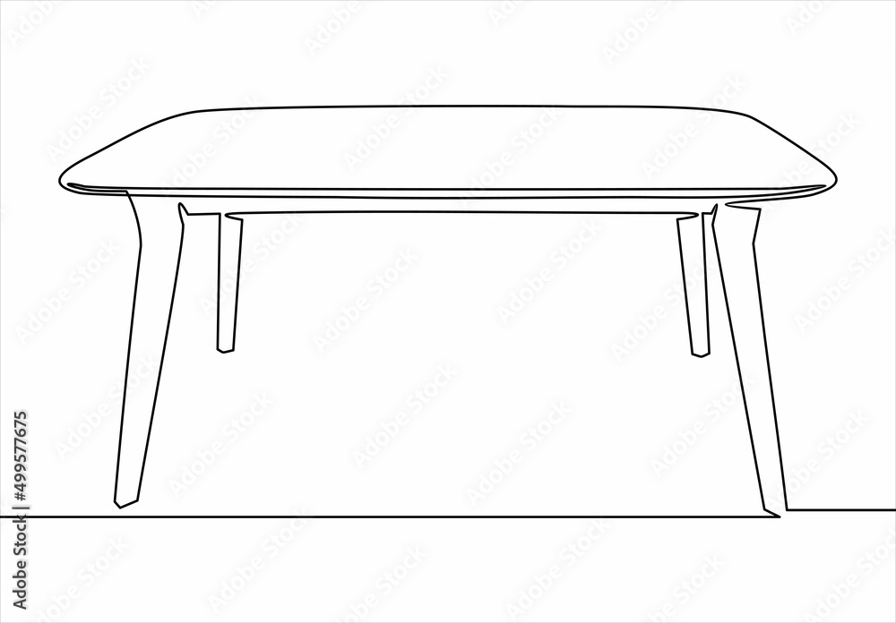Aufkleber table on line drawing on white isolated background.continuous line.