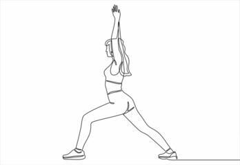 continuous line drawing of women fitness yoga concept vector health illustration