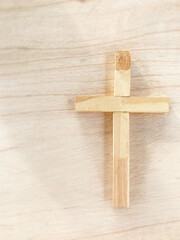 Wooden cross image background. Christianity concept.