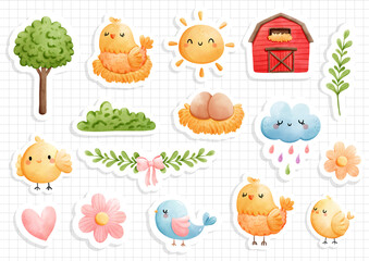 Naklejka premium Happy Farm sticker, vector illustration
