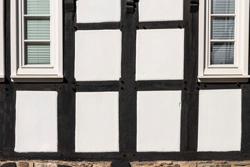 Pattern of old vintage half timbered house wall