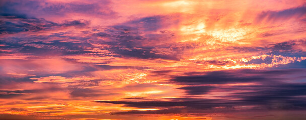 Naklejka na ściany i meble Colorful dramatic sky in the sunset