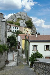 Fototapeta na wymiar A narrow street in Pietrabbondante, a small village in the province of Isernia Italy.