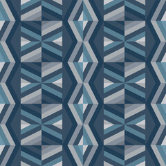 Abstract geometric background. Gray and blue color seamless pattern. Vector illustration. 