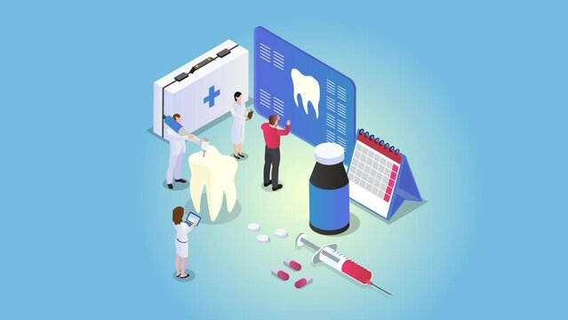 Group of dentist doing treatment teeth of patient