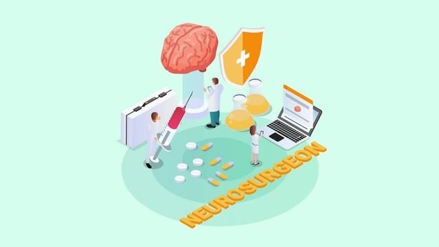 Group of neurosurgeon checking brain of patient