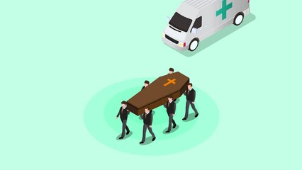 People carrying coffin during funeral procession