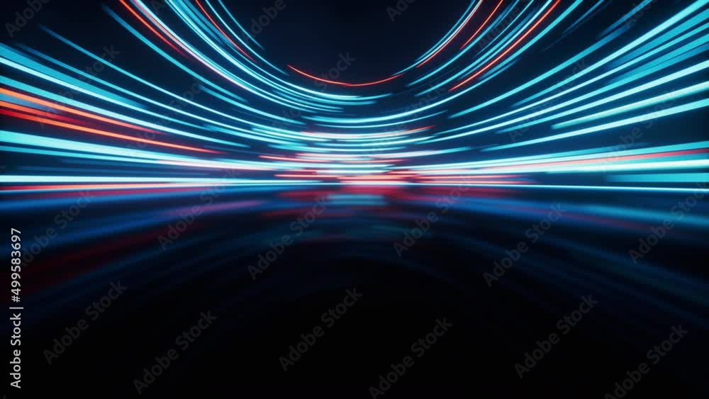 Poster glowing round illuminated lines, 3d rendering.