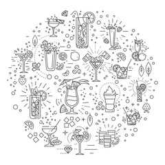 Cocktails concept illustration, Banner