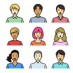 さまざまな人物が笑っているアイコンセット