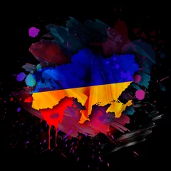 Poster image of a map of ukraine on a bloody background © reznik_val