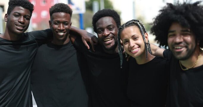 Group of young african people looking on camera