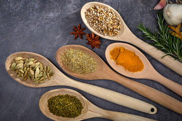 Spices used to add flavor and seasoning to cooking.