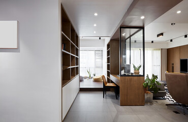 Fototapeta na wymiar Modern and comfortable interior, Living room and study room