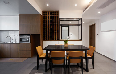 Modern and comfortable interior,
dining room