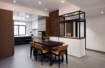 Modern and comfortable interior,
dining room