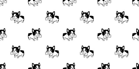 dog seamless pattern french bulldog bone food vector pet eating puppy breed character cartoon repeat wallpaper isolated tile background doodle illustration design clip art