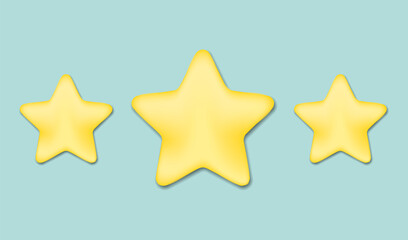Three Gold Stars Isolated on White Background - Vector