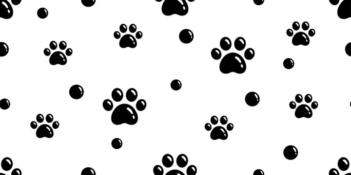dog paw seamless pattern footprint polka dot bubble cat french bulldog icon vector puppy kitten cartoon scarf isolated doodle repeat wallpaper tile background illustration design