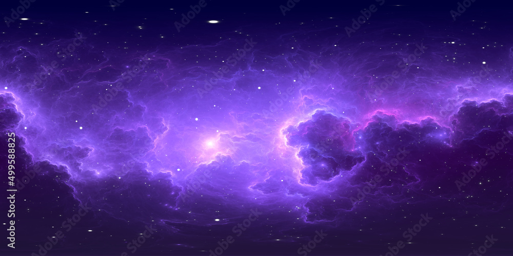 Poster space background with nebula and stars. environment 360 hdri map. equirectangular projection, spheri