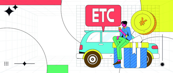 Free ETC to send rich gifts, vector flat concept character scene illustration
