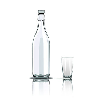 Vector empty glass bottle
