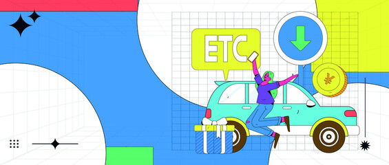 Free ETC to send rich gifts, vector flat concept character scene illustration
