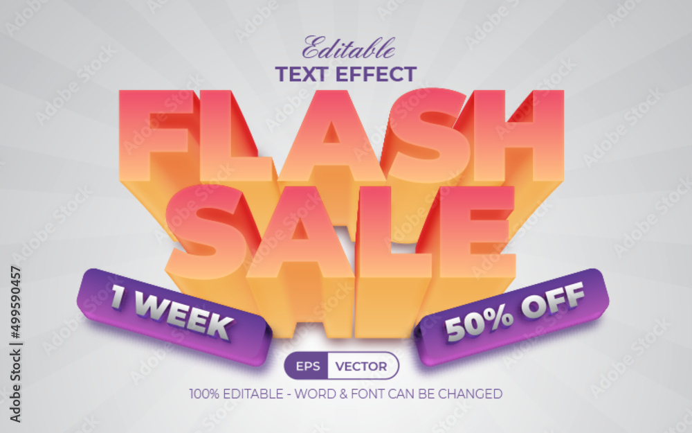 Poster flash sale text effect style. editable text effect.