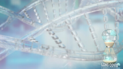 The virus and sand clock on sci background  for long covid concept 3d rendering