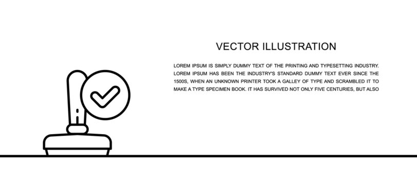 Vector approved stamp, accepted one line icon. Continuous one line illustration.