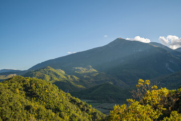 Beautiful mountain valley with gentle hills in Albania