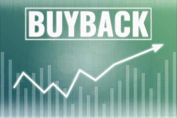 Word Buyback on blue green finance background. Financial market concept