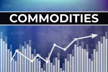 Fototapeta premium Financial market sector Commodities on blue finance background. Global economy concept