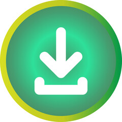 Round download icon, vector button for websites and internet applications	