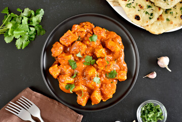 Indian chicken curry on plate