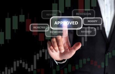 digital approve by success businessman in business concept after redo, revise, revision, modify work before acceptance