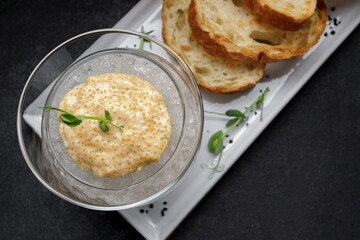 Salted pike caviar, on ice with toast