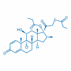 chemical structure of beclomethasone dipropionate (C28H37ClO7)